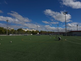 Obraz premium Football Training Setup on a Clear Day