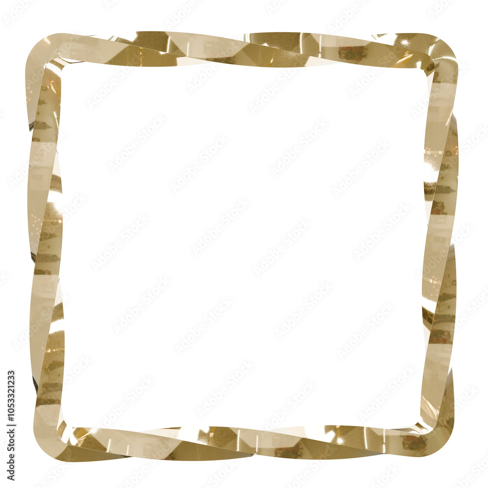 Poster infinite loop of gold: a mesmerizing golden square frame, twisted into a continuous loop, symbolizin