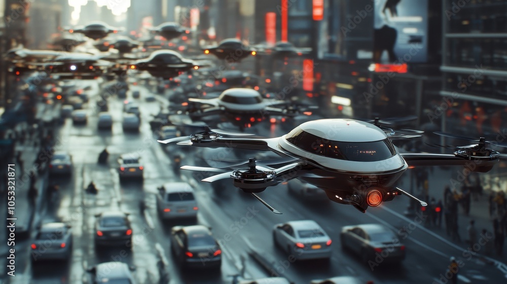 Aufkleber drone traffic monitoring: drones monitoring and managing traffic patterns