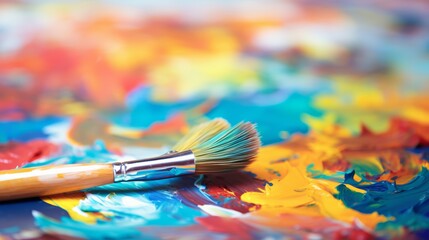 Fototapeta premium Creative individual painting on canvas with focus on brush strokes