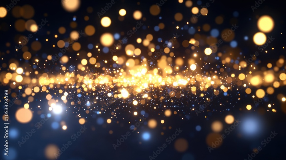 Aufkleber A mesmerizing display of golden bokeh lights creating a magical atmosphere for celebrations and events