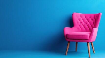 Vibrant pink armchair against a bold blue wall a contemporary design statement for modern interiors