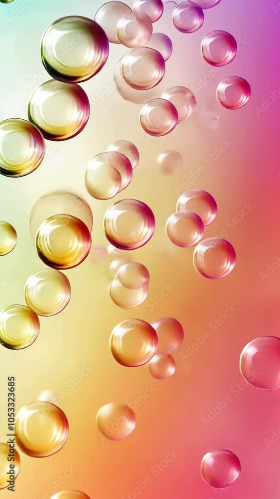 Poster Floating colorful bubbles with vibrant gradient background