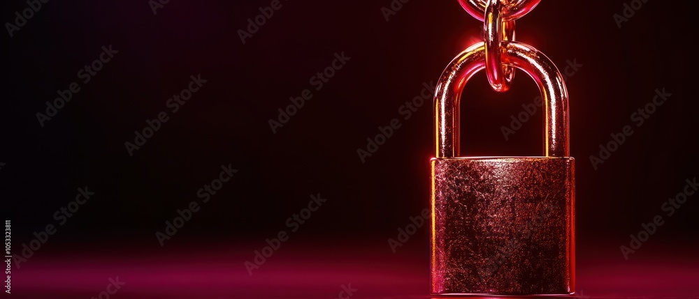 Poster a glimmering padlock symbol of security and protection in a modern digital age