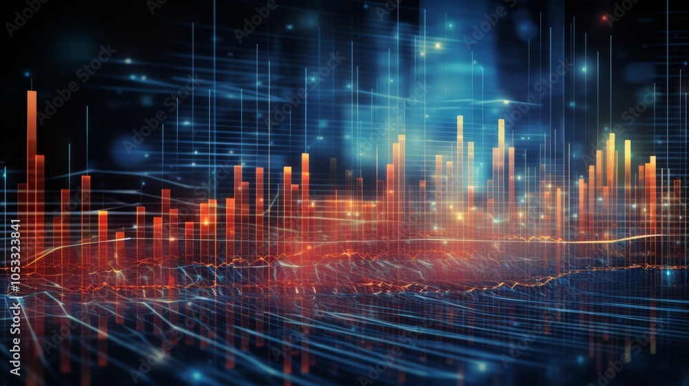 Aufkleber Data-driven finance analysis with complex data streams and financial technology