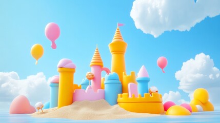Obraz premium Charming Beach Scene with People Enjoying Ice Cream