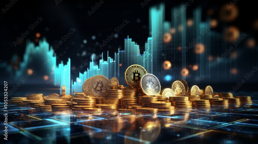 Aufkleber digital currency management with cryptocurrency symbols and online transaction data