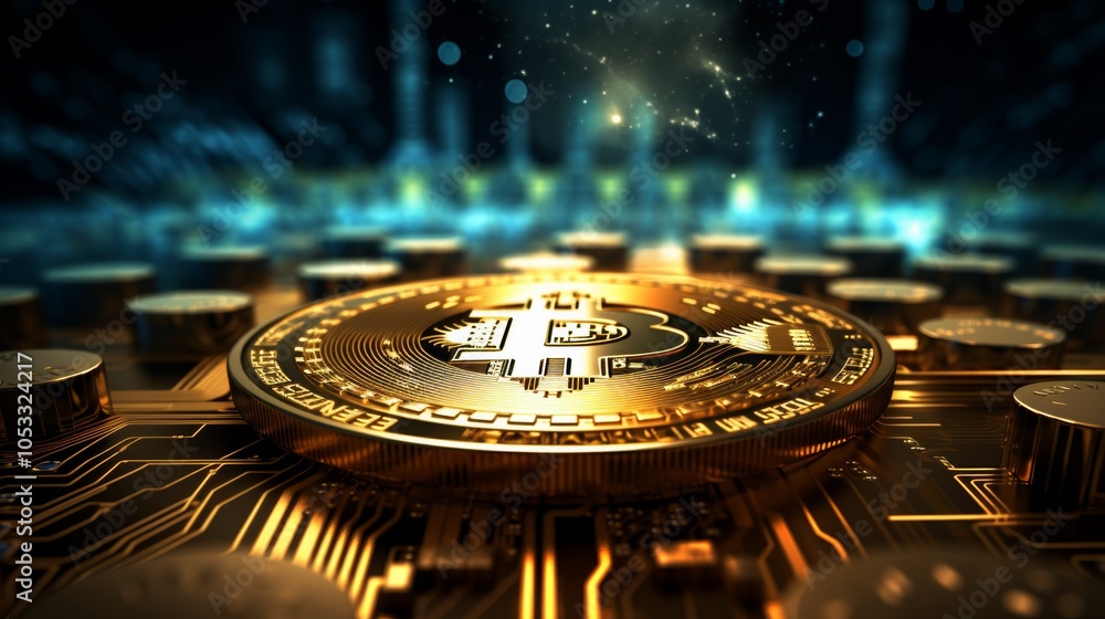 Aufkleber digital finance and wealth management with cryptocurrency and secure online transactions