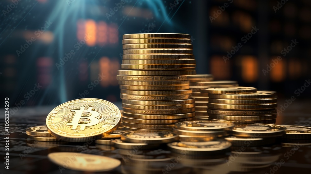 Aufkleber digital finance and wealth management with cryptocurrency and secure online transactions
