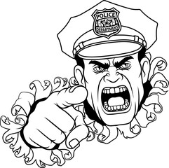 A policeman angry police man cartoon character cop illustration
