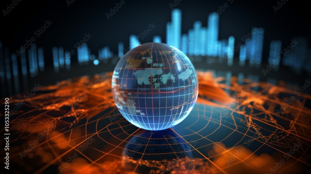 Poster financial forecast showing future market trends with predictive graphs and analytics