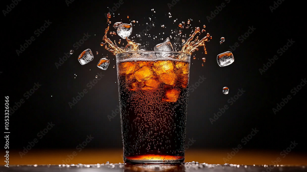 Poster Ice Cold Refreshment: Sparkling Cola with Ice Splash 