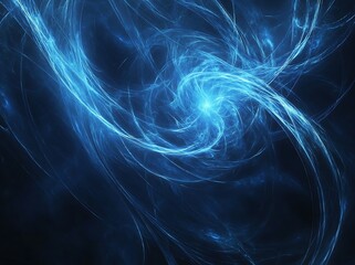 Abstract Blue magnetic field on a Black Background, Featuring a Black Hole or Wormhole with Glowing Light Effects, Perfect for a Sci-Fi Futuristic Design Element.