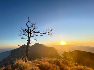 sunset in the mountains