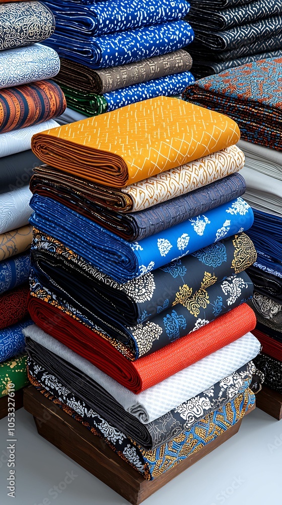 Poster vibrant textiles a colorful collection of decorative fabrics showcasing diverse patterns and texture
