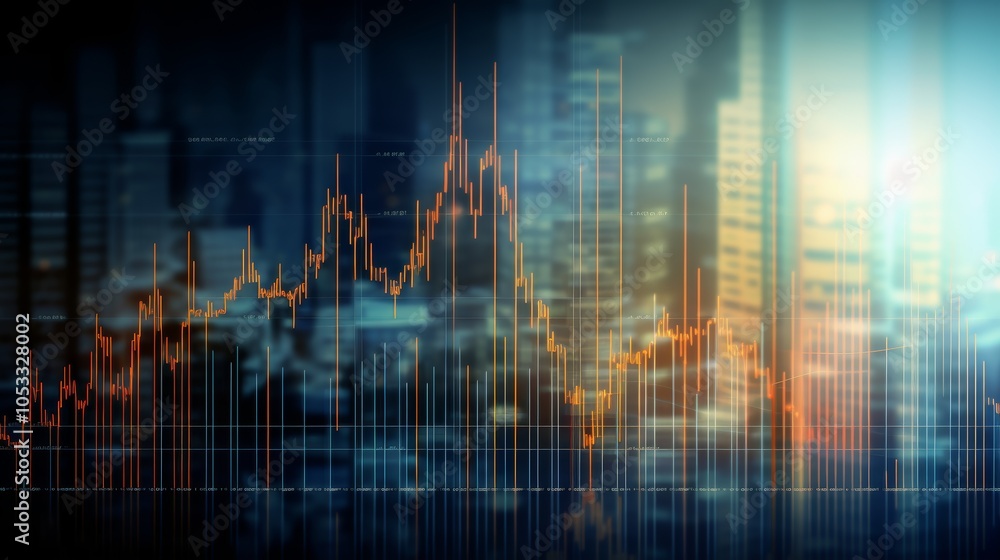 Poster market forecast and strategy in finance with planning documents and trend lines
