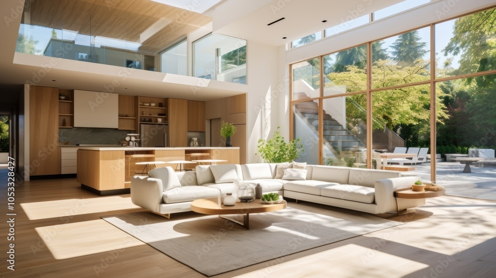 Aufkleber residential architecture with a focus on natural light and open living spaces
