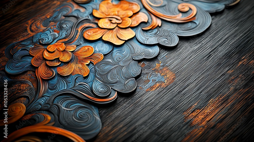 Poster intricate floral design a captivating blend of color and texture in artistry with a touch of eleganc