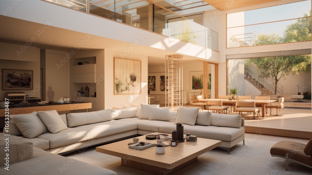 Aufkleber residential architecture with a focus on natural light and open living spaces