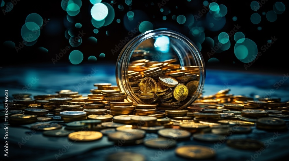Poster transactions in wealth management represented by secure digital payments and financial documents