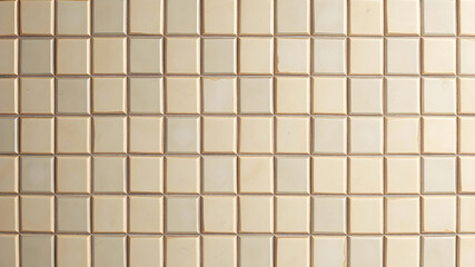 Beige ceramic squares mosaic pattern. Tile design background	