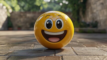 Smiley face emoji 3D render happy 16k resolution.
