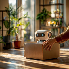 Robot inside a gift box