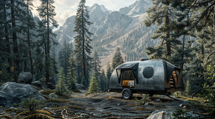 Camping setup in Yellowstone National Park 