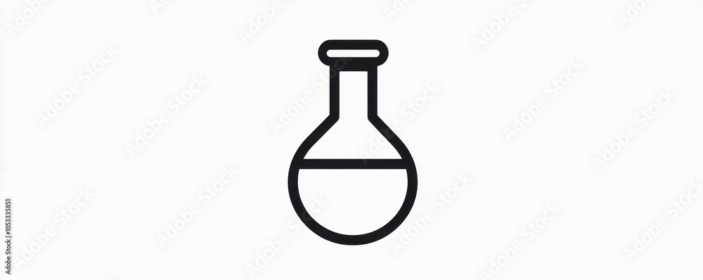 Poster clean and sharp flask line icon, representing scientific and chemical processes.