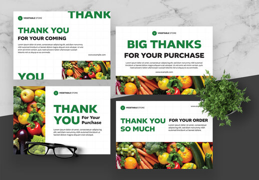 Green And White Thank You Card