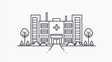 Obraz premium Modern hospital line icon, sleekly representing medical and healthcare facilities.