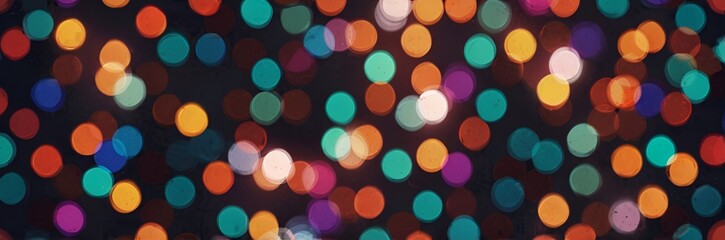 abstract background with colorful bokeh lights in black night backdrop