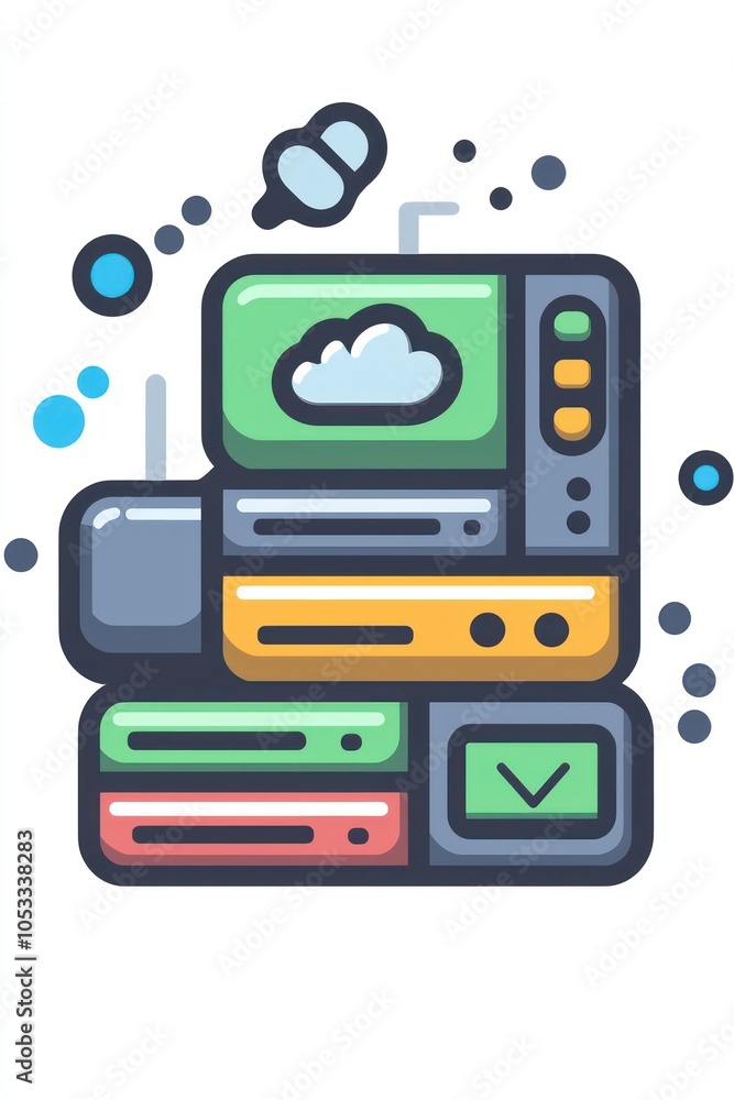 Poster digital data storage solutions icon, representing secure file keeping.