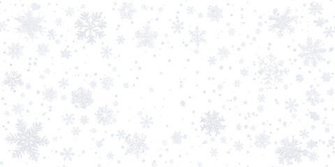 Falling snowflakes Christmas background, Wind snow storm, winter, snowfall frame border, Holiday powder snow for cards, invitations, banners, advertising, isolated on white background, png