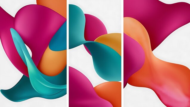 Oil art Set of three modern 3D wall art panels

