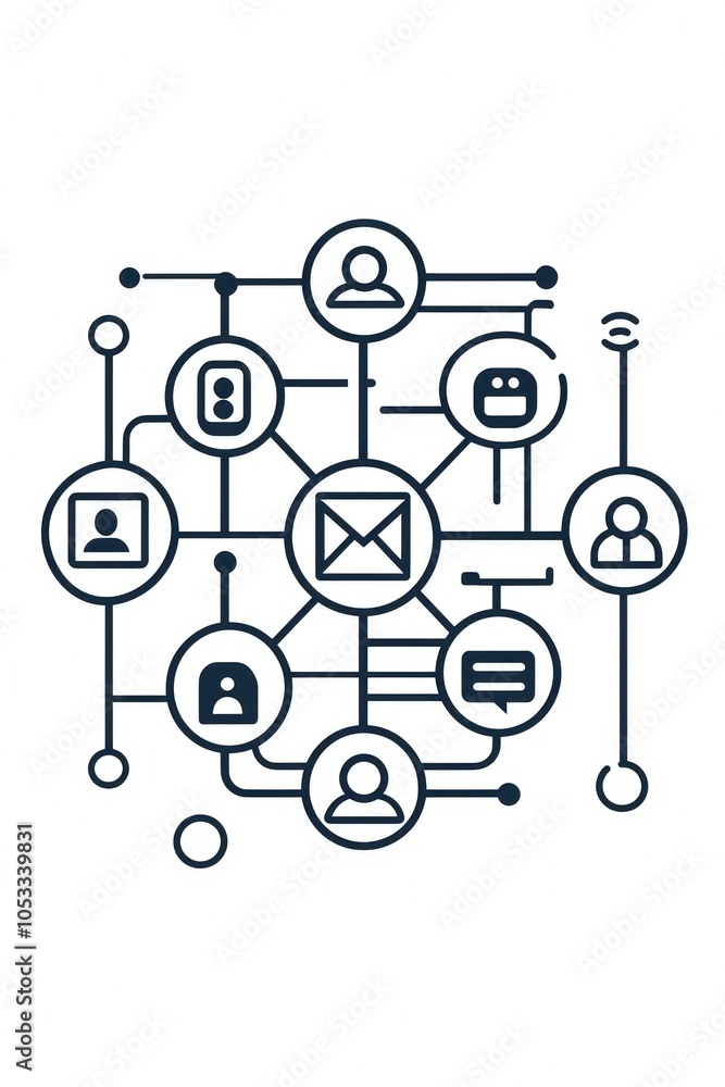 Poster line icon for streamlined data sharing and collaboration.