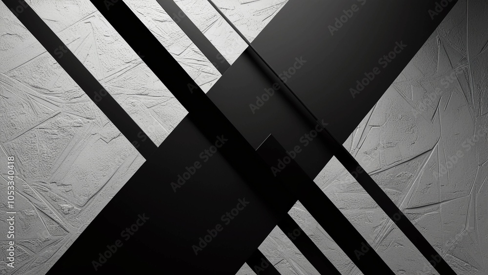 Poster abstract black geometric pattern with layered rectangular elements, ideal for modern architecture, t