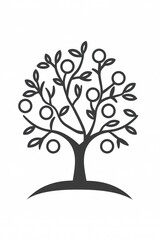 Nature-focused high-resolution line icon of a fruit-bearing tree.