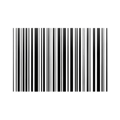 A minimalist black barcode against a transparent background. Vertical lines of varying thickness form a pattern, evoking thoughts of consumerism and technology