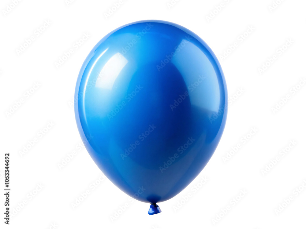 Poster a shiny, round blue balloon floating against a transparent background. its smooth surface reflects l