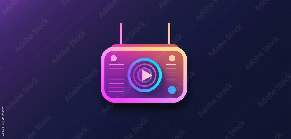 Poster minimal and modern radio icon designed for multimedia applications.