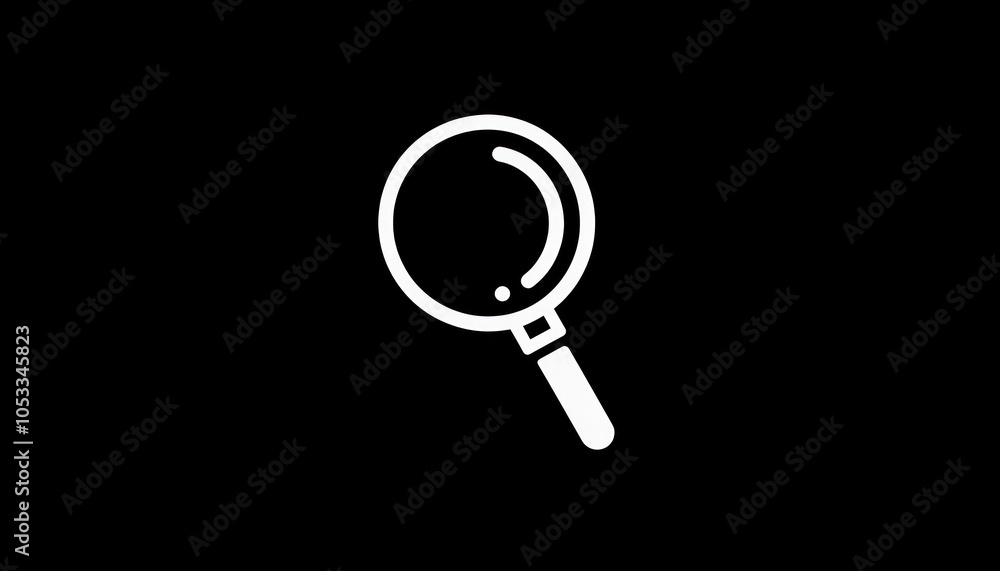 Poster clean design for a search tool icon, focusing on minimalist investigation features.