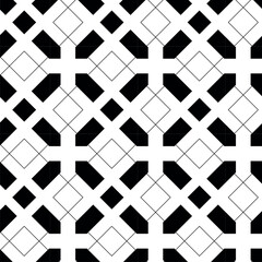 Abstract geometric pattern with crosses, stripes, lines. Seamless vector background. White and black ornament. Modern reticulated graphic design.