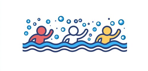 Sleek and contemporary line icon for swimming, emphasizing aquatic activities and sports.