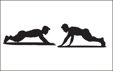 A MAN WORKING OUT BLACK VECTOR SILHOUETTE