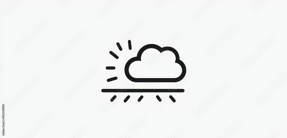 Poster weather forecasting in a minimalist line icon, designed for clear predictions.