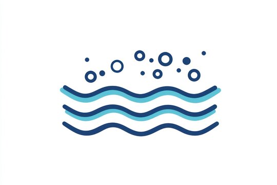Hydration and aquatic themes depicted in a fluidly outlined water line icon.