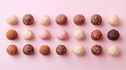 Colorful Energy Balls Selection on Pink Background