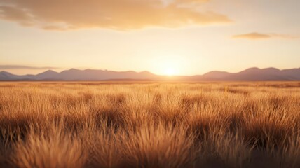Obraz premium Ethereal light at golden hour casts a soft, hazy glow, enveloping the landscape in a dreamlike ambiance.
