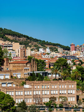 Cityscape seen from Park Guell, Barcelona, Catalonia, Spain